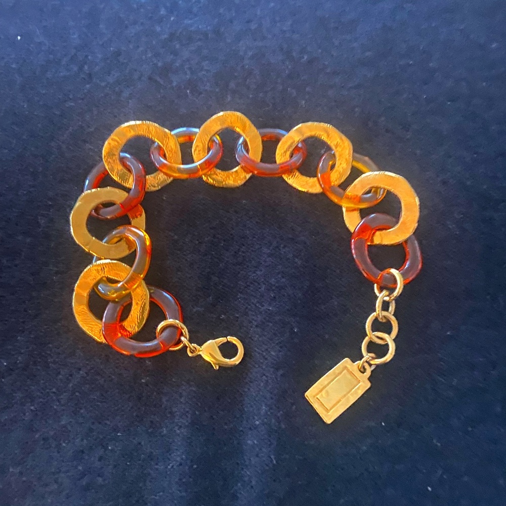 Goldtone and Tortoise Circle Bracelet